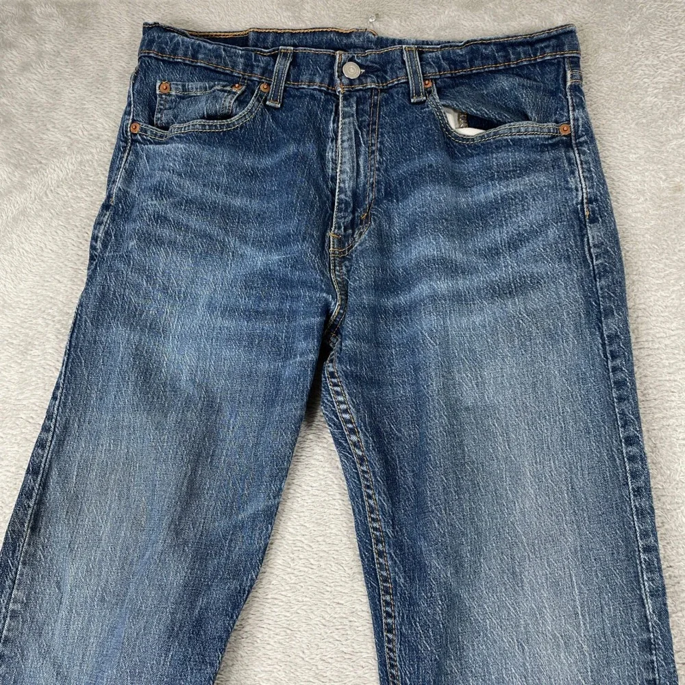 Levis 505 Regular Fit Jeans Mens 33x34 Blue Denim Straight Leg Stretch